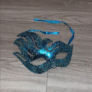Blue Glitter Masquerade Mask